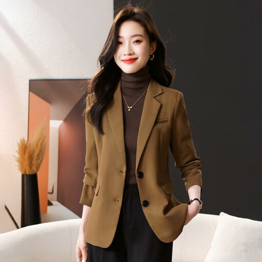 秋服 レディース ファッション オシャレ カワイイ シンプル 大人カワイイ 大きいサイズ ブラウン スーツ ジャケット ハイエンド トップス カジュアル 秋服 レディース ファッション オシャレ カワイイ シンプル 大人カワイイ 大きいサイズ ブラウン スーツ ジャケット ハイエンド トップス カジュアル