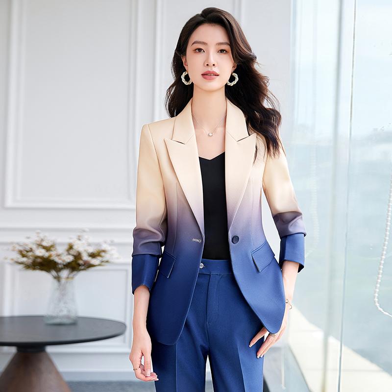 乐天商城 - 秋服 レディース ファッション オシャレ カワイイ シンプル 大人カワイイ 大きいサイズ スーツ ジャケット グラデーション マネージメント