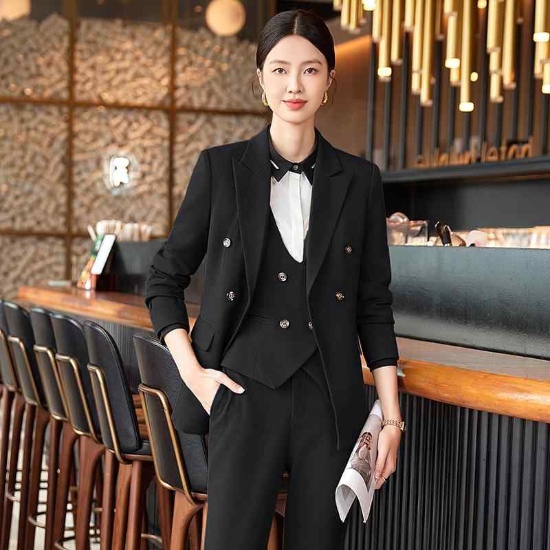 秋服 レディース ファッション オシャレ カワイイ シンプル 大人カワイイ 大きいサイズ 黒 スーツ ハイエンド 面接 フォーマル ウェア
