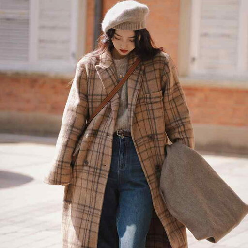 秋服 レディース ファッション オシャレ カワイイ シンプル 大人カワイイ 大きいサイズ フレンチ レトロ チェック柄 コート ナイロン ウール ロング ダブルブレスト 長袖 スーツ 襟 秋服 レディース ファッション オシャレ カワイイ シンプル 大人カワイイ 大きいサイズ フレンチ レトロ チェック柄 コート ナイロン ウール ロング ダブルブレスト 長袖 スーツ 襟