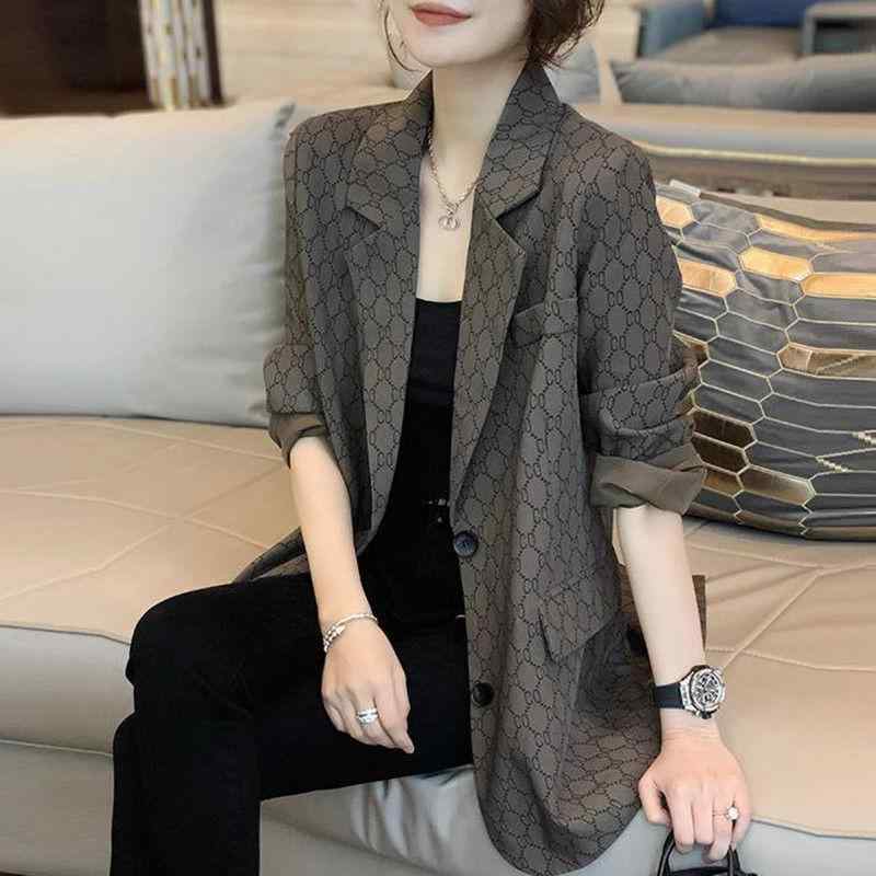 秋服 レディース ファッション オシャレ カワイイ シンプル 大人カワイイ 大きいサイズ エコ レザー 韓国スタイル プリント カジュアル スーツ トップス