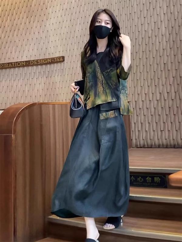 秋服 レディース ファッション オシャレ カワイイ シンプル 大人カワイイ 大きいサイズ 漢服 スカート レトロ ツーピース ドレス