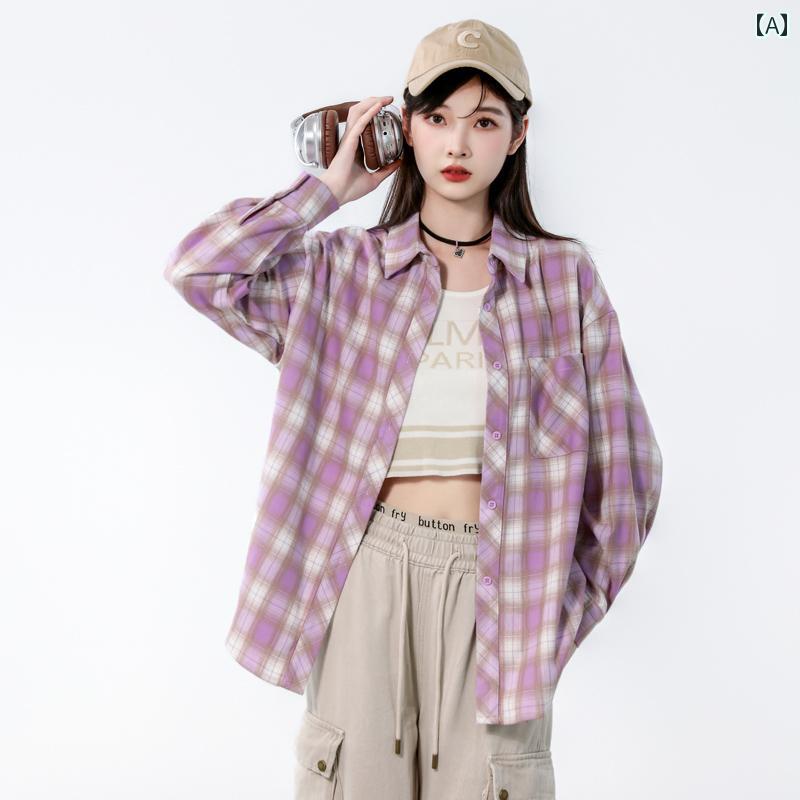 秋服 レディース ファッション オシャレ カワイイ シンプル 大人カワイイ 大きいサイズ レトロ シャツ チェック柄 トップス カジュアル 長袖 ジャケット