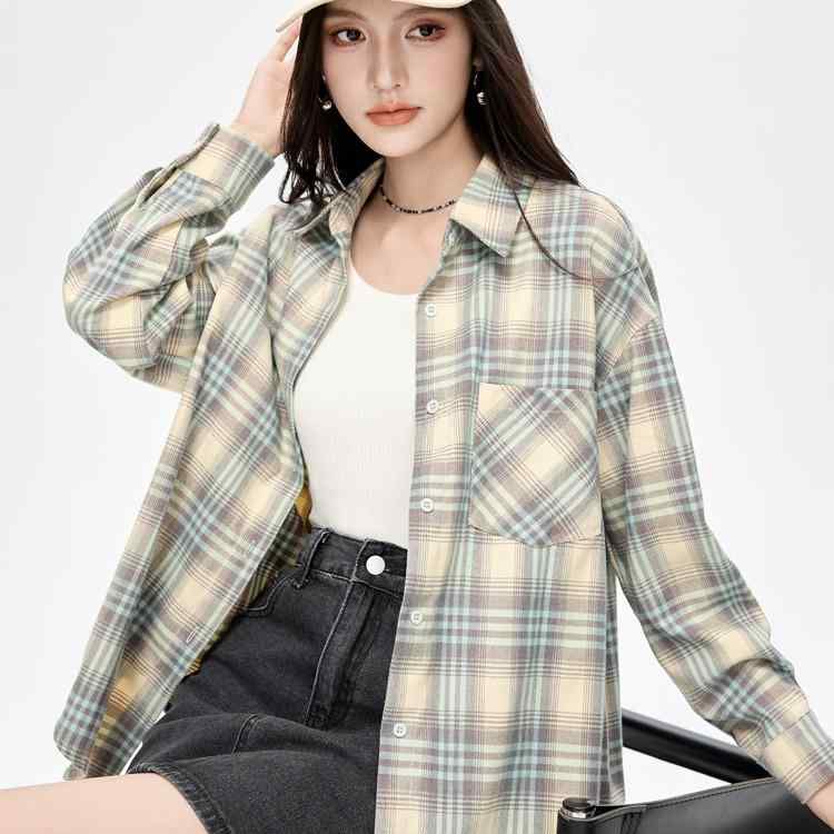 秋服 レディース ファッション オシャレ カワイイ シンプル 大人カワイイ 大きいサイズ カジュアル シャツ チェック柄 長袖 トップス ジャケット