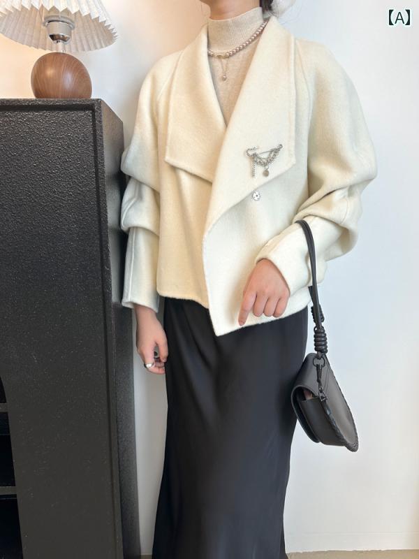 秋服 レディース ファッション オシャレ カワイイ シンプル 大人カワイイ 大きいサイズ ハイエンド ウール コート 韓国スタイル カジュアル