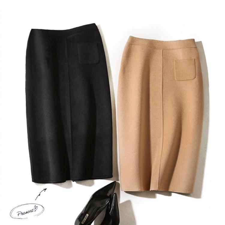 秋服 レディース ファッション オシャレ カワイイ シンプル 大人カワイイ 大きいサイズ ウール スリットスカート アーム Aライン スカート ミドル丈 コート