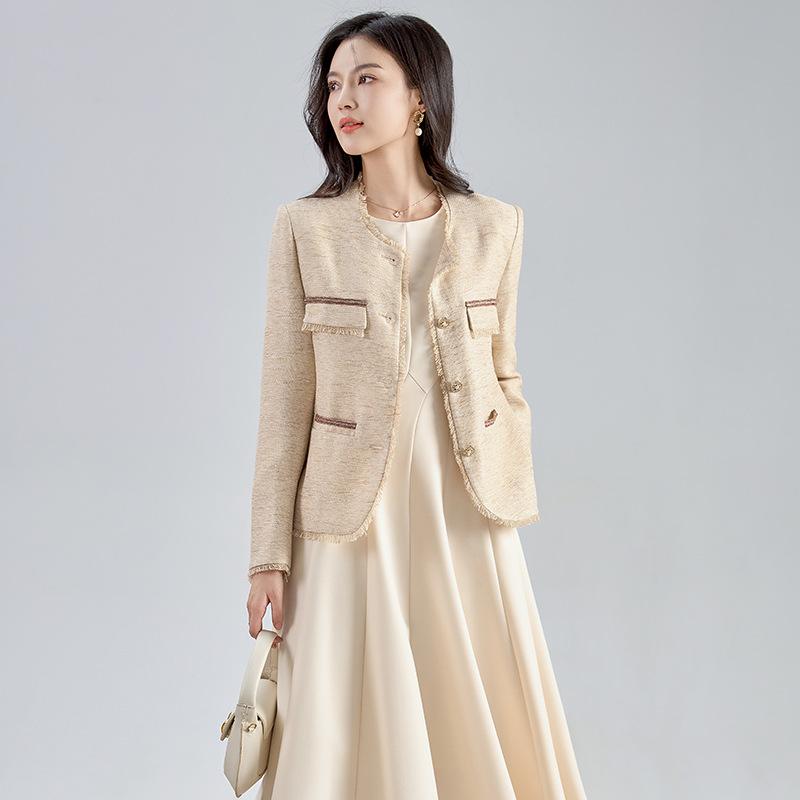 Rakuten - 秋服 レディース ファッション オシャレ カワイイ シンプル 大人カワイイ 大きいサイズ ハイエンド フレンチ ジャケット ツイード ライト トップス
