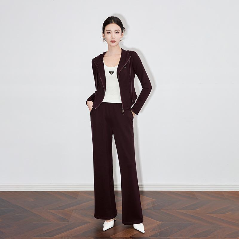 乐天商城 - 秋服 レディース ファッション オシャレ カワイイ シンプル 大人カワイイ 大きいサイズ フード付き カジュアル スウェット シャツ スーツ パンツ ズボン 無地 スポーツ セットアップ 可能
