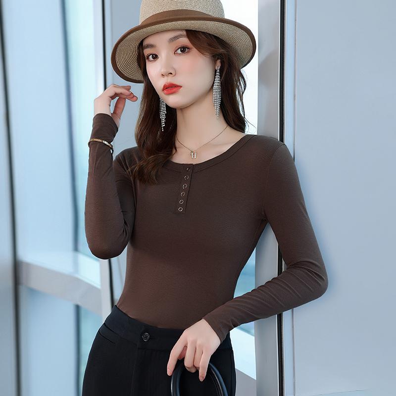 秋服 レディース ファッション オシャレ カワイイ シンプル 大人カワイイ 大きいサイズ ラウンドネック トップス フィット スリム ストレッチニット 通勤ウェア 快適 長袖 インナー