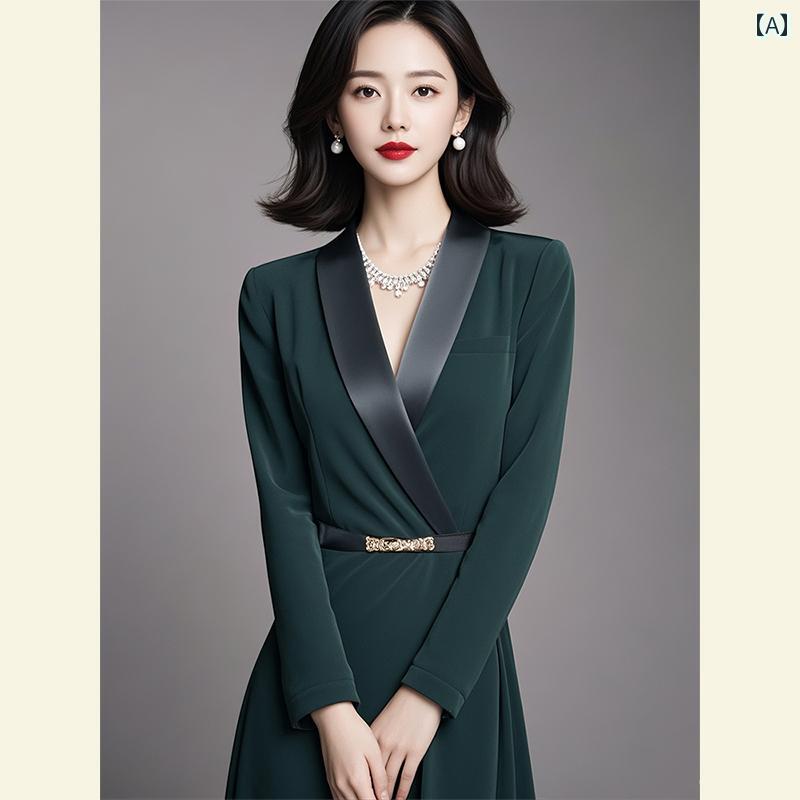 秋服 レディース ファッション オシャレ カワイイ シンプル 大人カワイイ 大きいサイズ お姫様 ロング スカート ハイエンド グリーン ベルベット ドレス