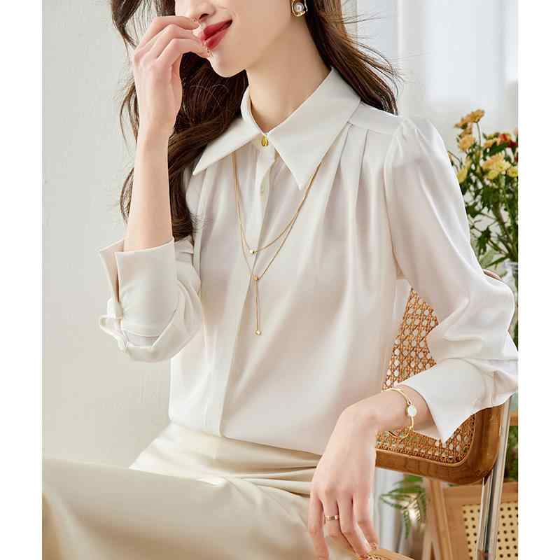 秋服 レディース ファッション オシャレ カワイイ シンプル 大人カワイイ 大きいサイズ 白 シャツ カジュアル 通勤ウェア トップス ベース スリム