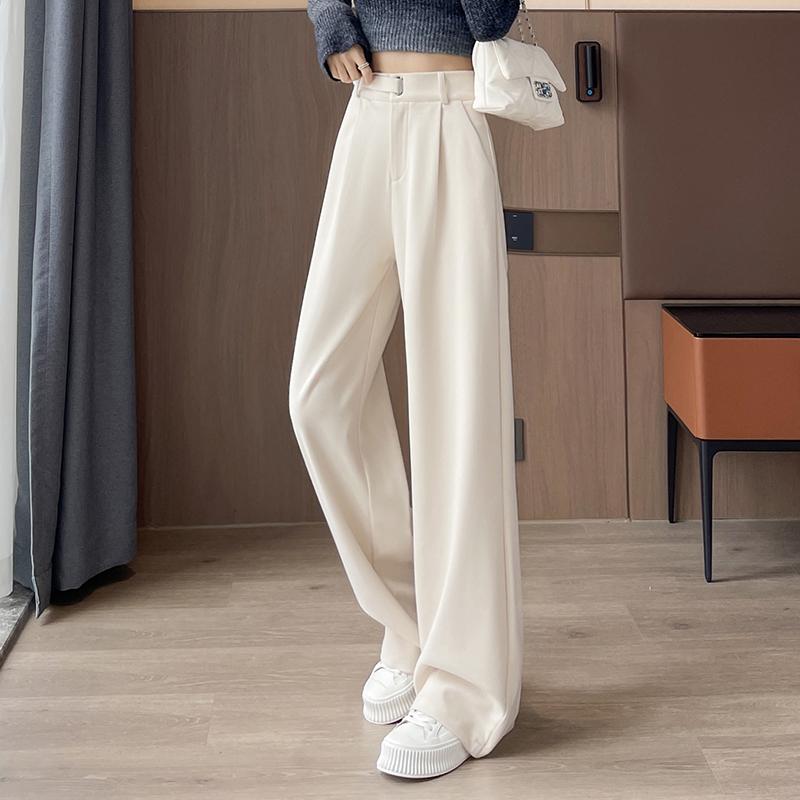 Other - 秋服 レディース ファッション オシャレ カワイイ シンプル 大人カワイイ 大きいサイズ ウール ワイド レッグ パンツ ベルベット ハイウエスト ストレート カジュアル