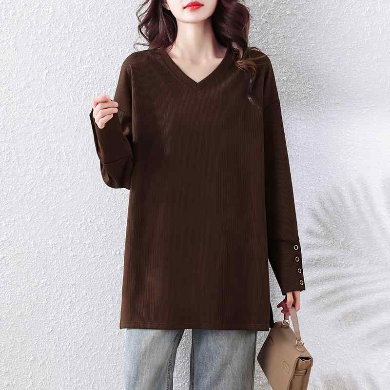 Wear （Sports） - 秋服 レディース ファッション オシャレ カワイイ シンプル 大人カワイイ 大きいサイズ Vネック 長袖 トレーナー カジュアル 通勤ウェア トップス