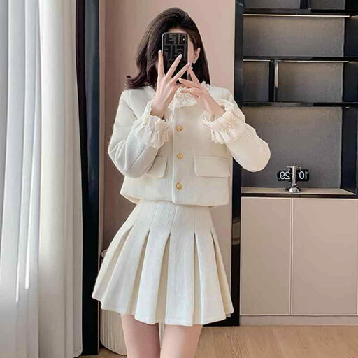 秋服 レディース ファッション オシャレ カワイイ シンプル 大人カワイイ 大きいサイズ ハイエンド スーツ フレンチ コート プリーツスカート ツーピース セットアップ 可能 秋服 レディース ファッション オシャレ カワイイ シンプル 大人カワイイ 大きいサイズ ハイエンド スーツ フレンチ コート プリーツスカート ツーピース セットアップ 可能