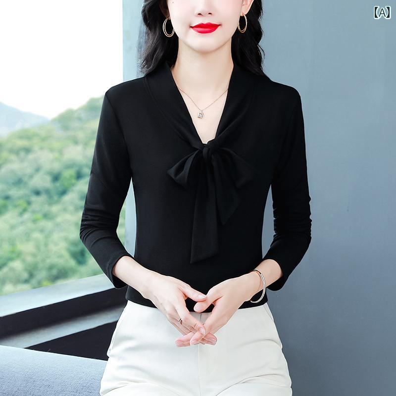 秋服 レディース ファッション オシャレ カワイイ シンプル 大人カワイイ 大きいサイズ フレンチ Vネック 長袖 T シャツ ベルベット 厚手 インナー トップス