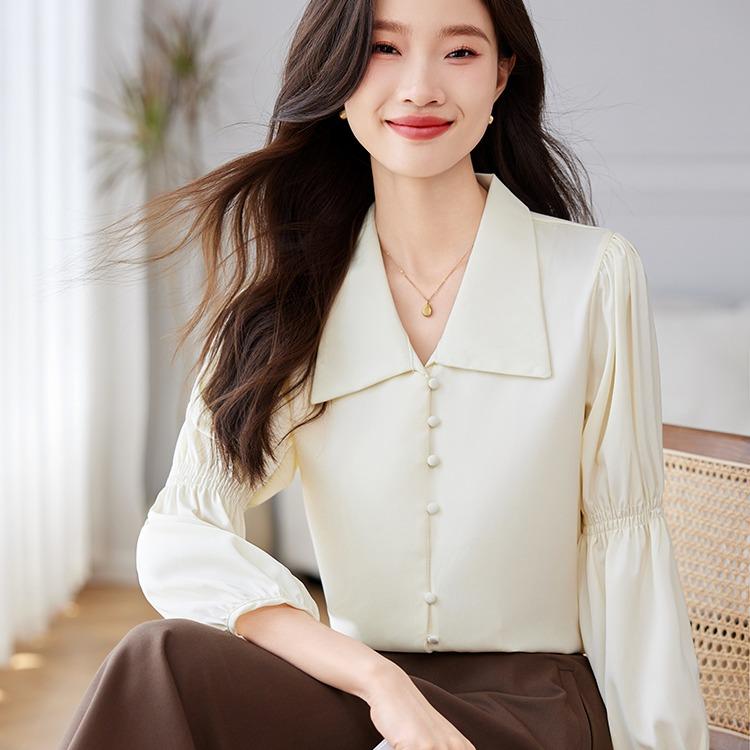 Other - 秋服 レディース ファッション オシャレ カワイイ シンプル 大人カワイイ 大きいサイズ レトロ シャツ 面接 OL トップス
