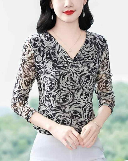 秋服 レディース ファッション オシャレ カワイイ シンプル 大人カワイイ 大きいサイズ 西洋 メッシュ プリント 長袖 T シャツ カジュアル シンプル スリム トップス 秋服 レディース ファッション オシャレ カワイイ シンプル 大人カワイイ 大きいサイズ 西洋 メッシュ プリント 長袖 T シャツ カジュアル シンプル スリム トップス