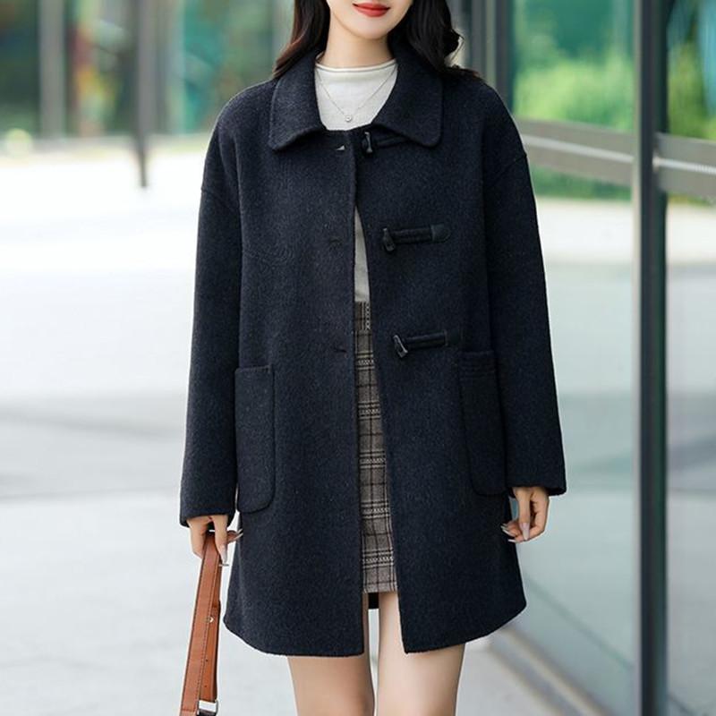 秋服 レディース ファッション オシャレ カワイイ シンプル 大人カワイイ 大きいサイズ ウール コート スタイリッシュ スリム ミドル レングス 厚手