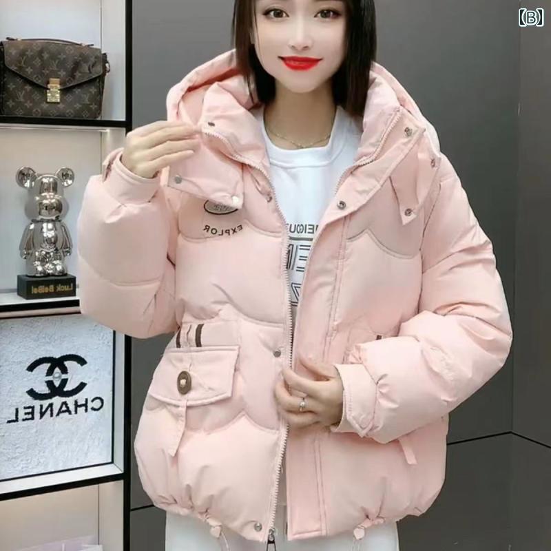 秋服 レディース ファッション オシャレ カワイイ シンプル 大人カワイイ 大きいサイズ カラー ダウン コットン ジャケット フード付き スリム