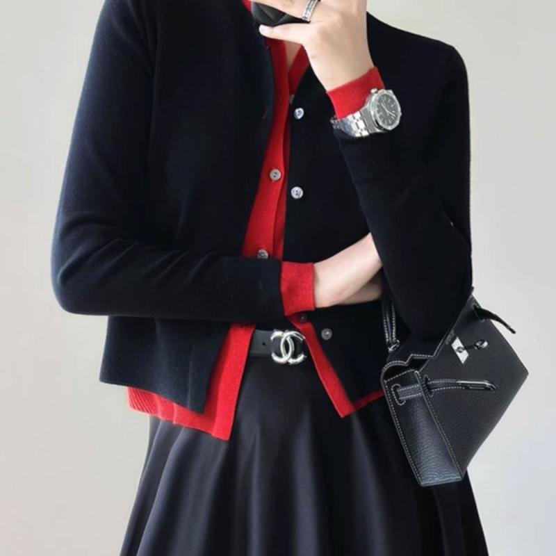 秋服 レディース ファッション オシャレ カワイイ シンプル 大人カワイイ 大きいサイズ フェイク ツーピース ウール ニット 長袖 カーディガン ジャケット