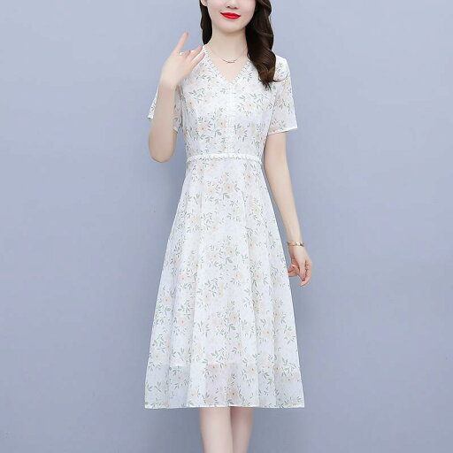 秋服 レディース ファッション オシャレ カワイイ シンプル 大人カワイイ 大きいサイズ Vネック シフォン 花柄 半袖 ドレス ウエスト スリム ミドル丈 スカート 秋服 レディース ファッション オシャレ カワイイ シンプル 大人カワイイ 大きいサイズ Vネック シフォン 花柄 半袖 ドレス ウエスト スリム ミドル丈 スカート