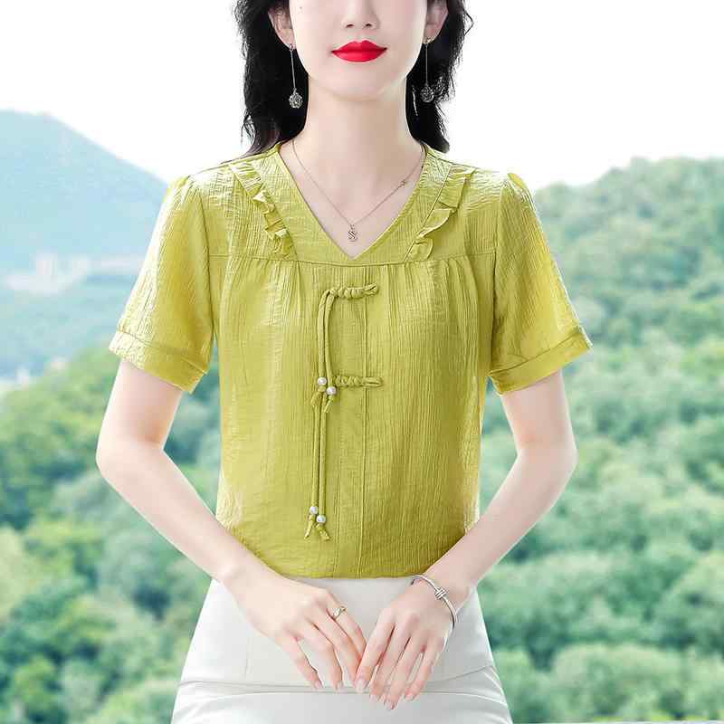 Short Sleeves - 秋服 レディース ファッション オシャレ カワイイ シンプル 大人カワイイ 大きいサイズ ボタン ダウン 半袖 シャツ ワイド トップス