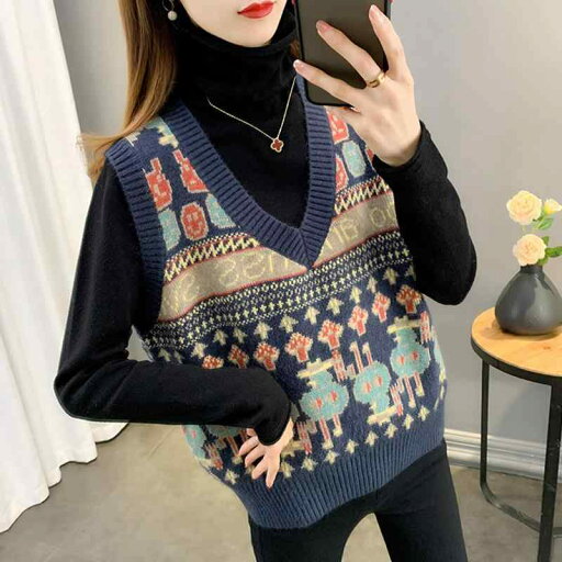秋服 レディース ファッション オシャレ カワイイ シンプル 大人カワイイ 大きいサイズ ベスト ジャケット ノースリーブセーター Vネック ジャカード ニット アウターウェア 秋服 レディース ファッション オシャレ カワイイ シンプル 大人カワイイ 大きいサイズ ベスト ジャケット ノースリーブセーター Vネック ジャカード ニット アウターウェア
