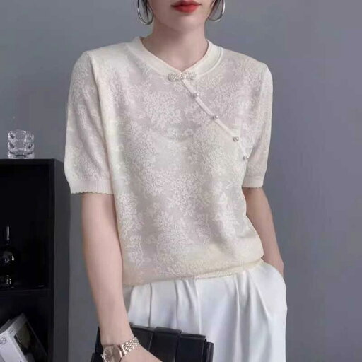 秋服 レディース ファッション オシャレ カワイイ シンプル 大人カワイイ 大きいサイズ 半袖 T シャツ チャイナ カラー セーター ボタン ダウン トップス 秋服 レディース ファッション オシャレ カワイイ シンプル 大人カワイイ 大きいサイズ 半袖 T シャツ チャイナ カラー セーター ボタン ダウン トップス