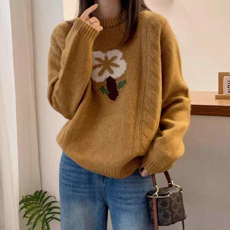 秋服 レディース ファッション オシャレ カワイイ シンプル 大人カワイイ 大きいサイズ 花柄 ハニーベア ベルベット セーター 服 シャツ