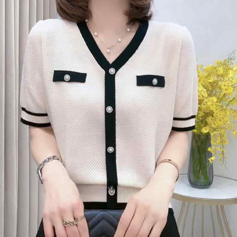 秋服 レディース ファッション オシャレ カワイイ シンプル 大人カワイイ 大きいサイズ 韓国スタイル 半袖 セーター カジュアル トップス(4.0)