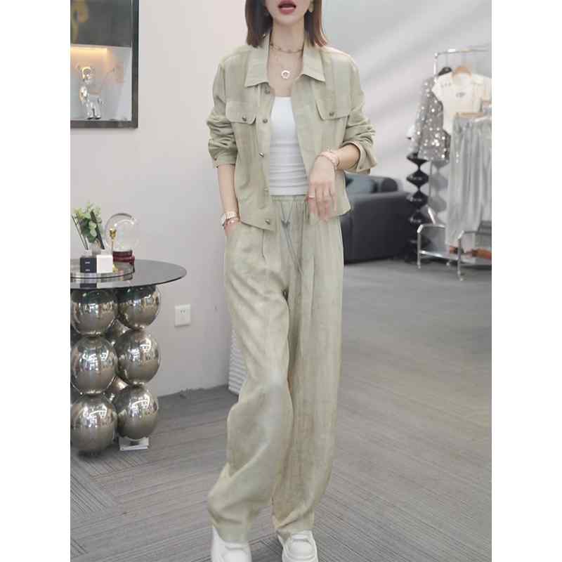 Rakuten - 秋服 レディース ファッション オシャレ カワイイ シンプル 大人カワイイ 大きいサイズ カジュアル スーツ 日焼け防止 ジャケット ワイド レッグ パンツ セットアップ 可能