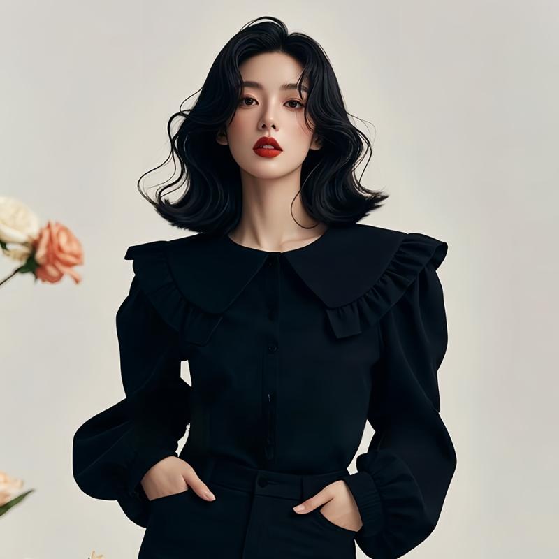 秋服 レディース ファッション オシャレ カワイイ シンプル 大人カワイイ 大きいサイズ 形 襟 プルオーバー セーター 韓国スタイル ハイエンド トップス