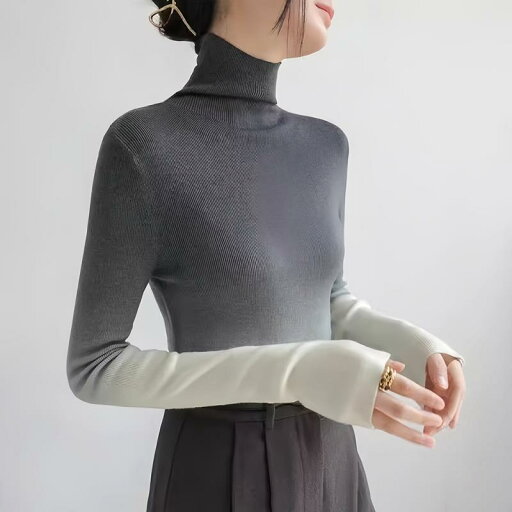 秋服 レディース ファッション オシャレ カワイイ シンプル 大人カワイイ 大きいサイズ グラデーション ハイネック スリムフィット ニット 長袖 T シャツ 服 シック トップス 秋服 レディース ファッション オシャレ カワイイ シンプル 大人カワイイ 大きいサイズ グラデーション ハイネック スリムフィット ニット 長袖 T シャツ 服 シック トップス