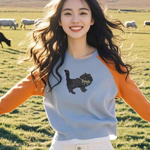 秋服 レディース ファッション オシャレ カワイイ シンプル 大人カワイイ 大きいサイズ 青 オレンジ コントラスト ステッチ ゆったり プルオーバー セーター トップス 秋服 レディース ファッション オシャレ カワイイ シンプル 大人カワイイ 大きいサイズ 青 オレンジ コントラスト ステッチ ゆったり プルオーバー セーター トップス