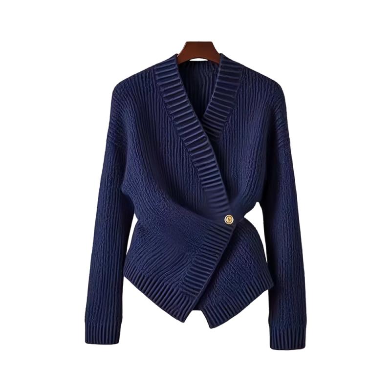 秋服 レディース ファッション オシャレ カワイイ シンプル 大人カワイイ 大きいサイズ ネイビー ブルー ウエスト セーター ハイエンド トップス