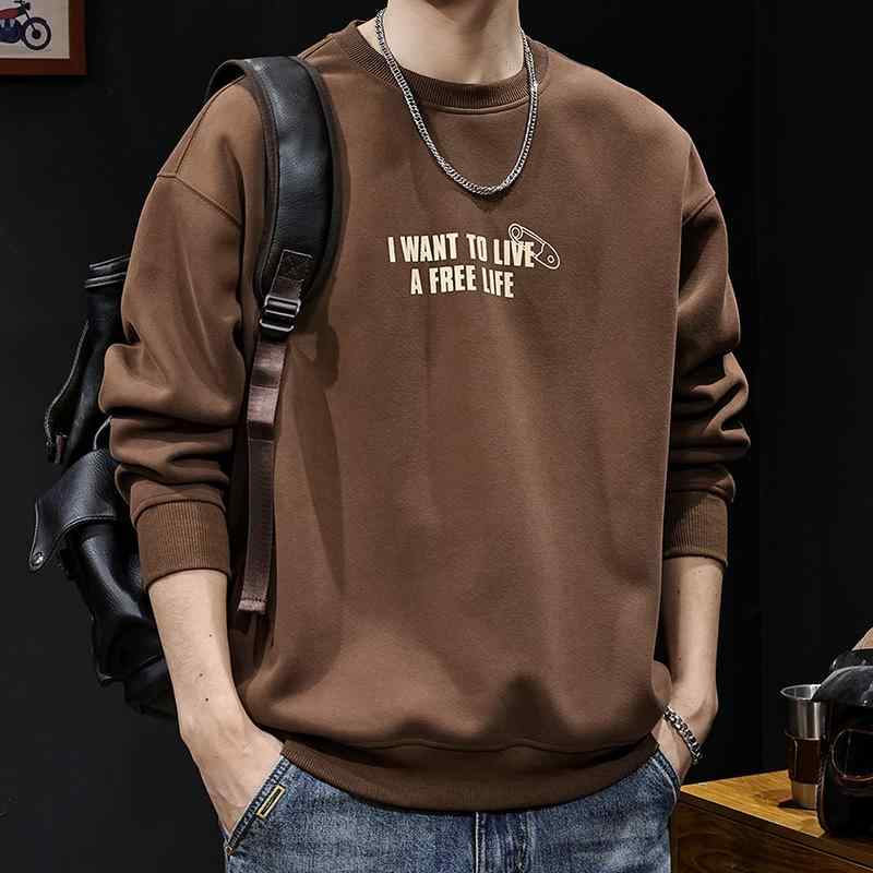 秋冬 コーデ メンズ 服 シンプル ファッション オシャレ 大人 かっこいい 大きいサイズ ストリート 紳士服 アメリカン 厚手 スウェット シャツ ラウンドネック 服 長袖 プリント