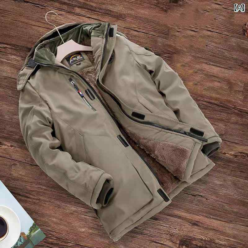 秋冬 コーデ メンズ 服 シンプル ファッション オシャレ 大人 かっこいい 大きいサイズ ストリート 紳士服 シェルパ コート ベルベット コットン ミドル丈 カジュアル コットンコート