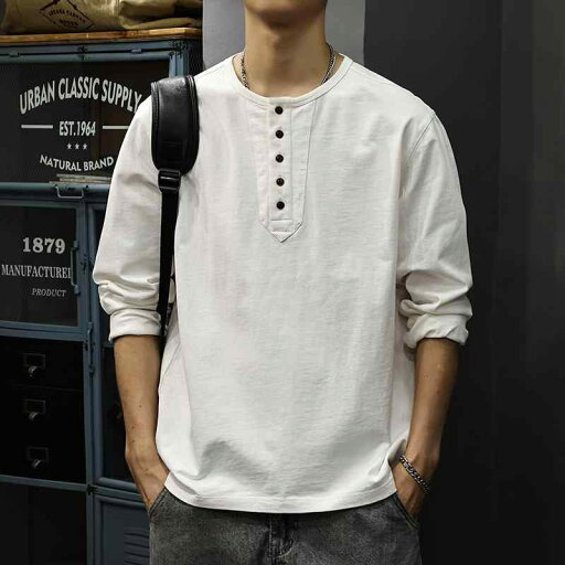 秋冬 コーデ メンズ 服 シンプル ファッション オシャレ 大人 かっこいい 大きいサイズ ストリート 紳士服 アメリカン レトロ 長袖 T シャツ ヘビー コットン レイヤリング ヘンリー カラー スウェット 秋冬 コーデ メンズ 服 シンプル ファッション オシャレ 大人 かっこいい 大きいサイズ ストリート 紳士服 アメリカン レトロ 長袖 T シャツ ヘビー コットン レイヤリング ヘンリー カラー スウェット
