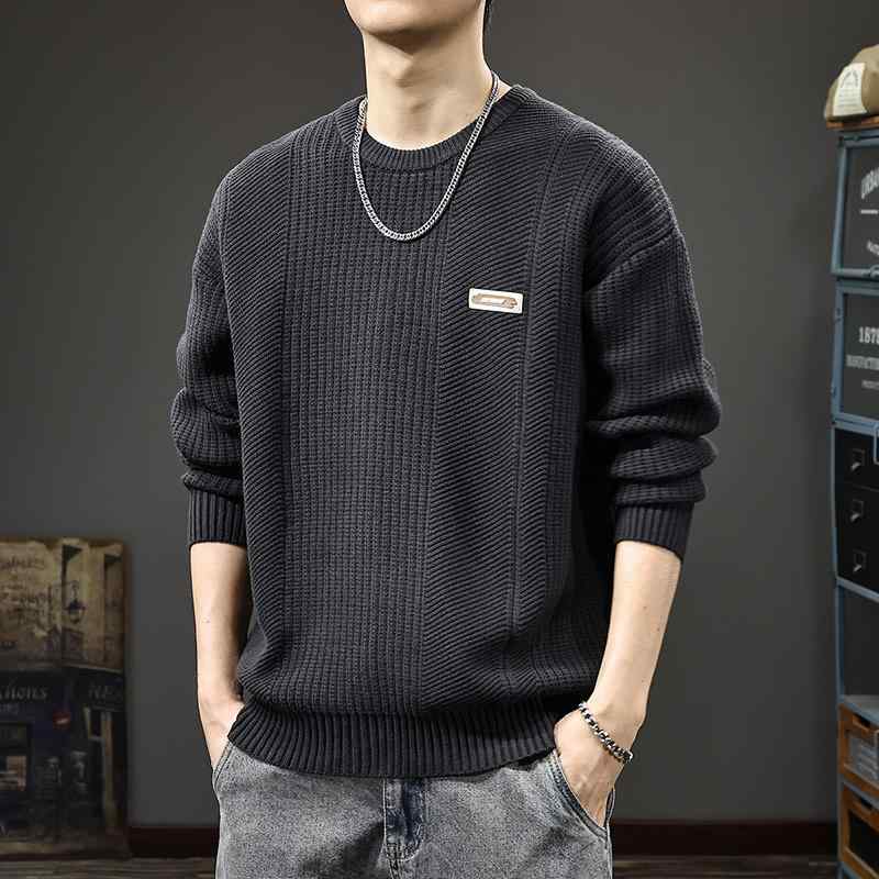秋冬 コーデ メンズ 服 シンプル ファッション オシャレ 大人 かっこいい 大きいサイズ ストリート 紳士服 セーター アメリカン ファッション カジュアル ラウンドネック
