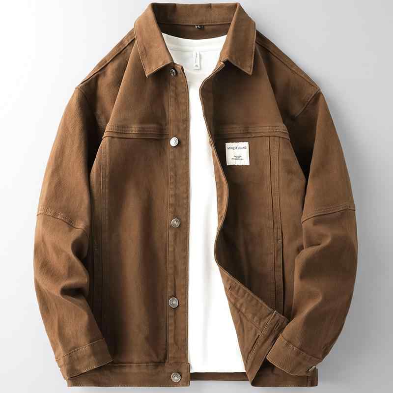 秋冬 コーデ メンズ 服 シンプル ファッション オシャレ 大人 かっこいい 大きいサイズ ストリート 紳士服 ブラウン デニム ジャケット アメリカン ファッション ハイエンド レトロ カジュアル トップス