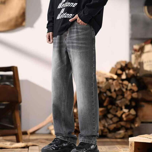 秋冬 コーデ メンズ 服 シンプル ファッション オシャレ 大人 かっこいい 大きいサイズ ストリート 紳士服 グレー ストレート ジーンズ ゆったり カジュアル ロング パンツ 秋冬 コーデ メンズ 服 シンプル ファッション オシャレ 大人 かっこいい 大きいサイズ ストリート 紳士服 グレー ストレート ジーンズ ゆったり カジュアル ロング パンツ