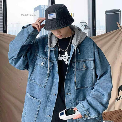 秋冬 コーデ メンズ 服 シンプル ファッション オシャレ 大人 かっこいい 大きいサイズ ストリート 紳士服 フェイク ツーピース フード付き デニム ジャケット ゆったり 秋冬 コーデ メンズ 服 シンプル ファッション オシャレ 大人 かっこいい 大きいサイズ ストリート 紳士服 フェイク ツーピース フード付き デニム ジャケット ゆったり