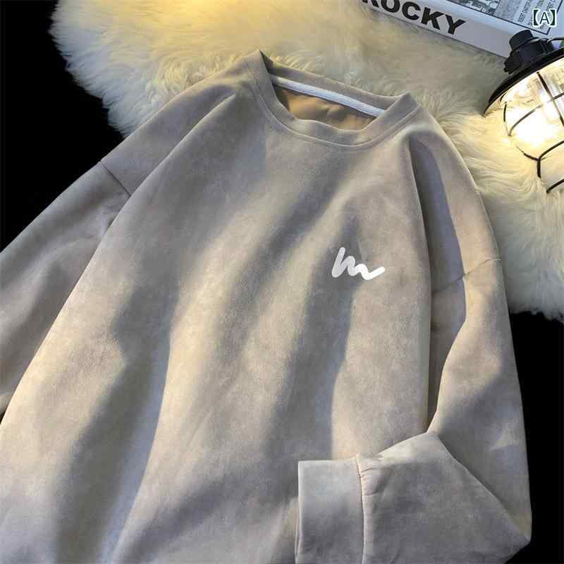 秋冬 コーデ メンズ 服 シンプル ファッション オシャレ 大人 かっこいい 大きいサイズ ストリート 紳士服 スエード 厚手 スウェット シャツ オーバー サイズインナー レイヤリング シャツ ジャケット