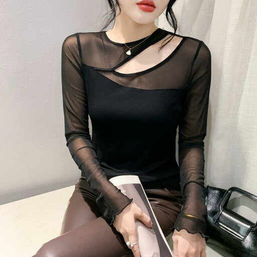秋冬 コーデ レディース ファッション オシャレ 服 カワイイ シンプル 大人カワイイ 大きいサイズ メッシュ T シャツ 長袖 西洋風 トップス スリム レイヤリング 秋冬 コーデ レディース ファッション オシャレ 服 カワイイ シンプル 大人カワイイ 大きいサイズ メッシュ T シャツ 長袖 西洋風 トップス スリム レイヤリング
