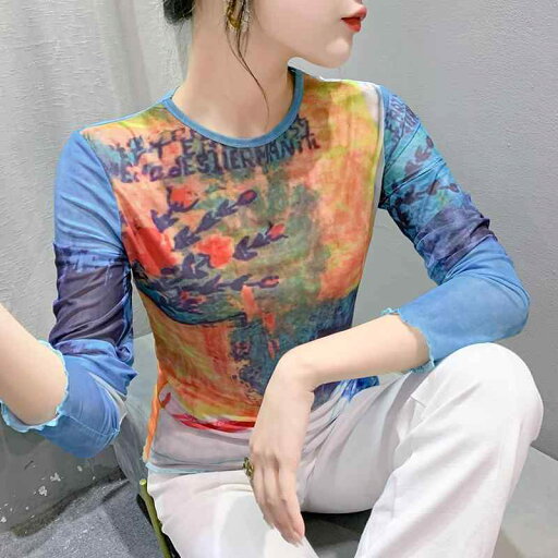 秋冬 コーデ レディース ファッション オシャレ 服 カワイイ シンプル 大人カワイイ 大きいサイズ メッシュ 日焼け防止 T シャツ スリム プリント 薄型 長袖 トップス 秋冬 コーデ レディース ファッション オシャレ 服 カワイイ シンプル 大人カワイイ 大きいサイズ メッシュ 日焼け防止 T シャツ スリム プリント 薄型 長袖 トップス