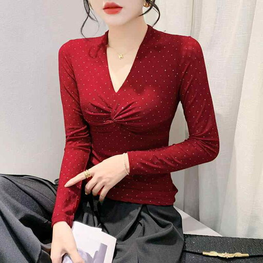 秋冬 コーデ レディース ファッション オシャレ 服 カワイイ シンプル 大人カワイイ 大きいサイズ Vネック 長袖 トップス スリム ウエスト T シャツ 秋冬 コーデ レディース ファッション オシャレ 服 カワイイ シンプル 大人カワイイ 大きいサイズ Vネック 長袖 トップス スリム ウエスト T シャツ