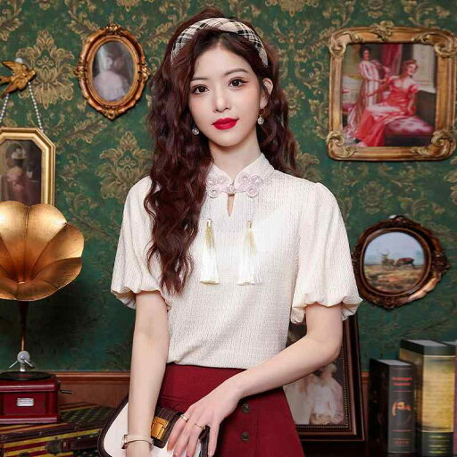 秋冬 コーデ レディース ファッション オシャレ 服 カワイイ シンプル 大人カワイイ 大きいサイズ タッセル 半袖 シャツ レトロ ボタン パフスリーブ トップス スカート 秋冬 コーデ レディース ファッション オシャレ 服 カワイイ シンプル 大人カワイイ 大きいサイズ タッセル 半袖 シャツ レトロ ボタン パフスリーブ トップス スカート