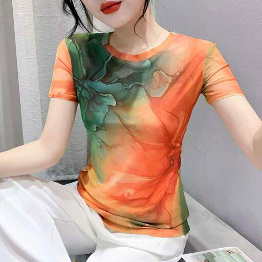 秋冬 コーデ レディース ファッション オシャレ 服 カワイイ シンプル 大人カワイイ 大きいサイズ プリント 二層 メッシュ 半袖 T シャツ スリムフィット 伸縮性 ストレッチ ストレッチ シック トップス 秋冬 コーデ レディース ファッション オシャレ 服 カワイイ シンプル 大人カワイイ 大きいサイズ プリント 二層 メッシュ 半袖 T シャツ スリムフィット 伸縮性 ストレッチ ストレッチ シック トップス