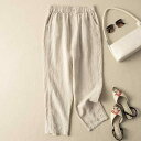 秋冬 コーデ レディース ファッション オシャレ 服 カワイイ シンプル 大人カワイイ 大きいサイズ レトロ 九分丈 パンツ カジュアル 綿 リネン シンプル 無地 ゆったり スリム