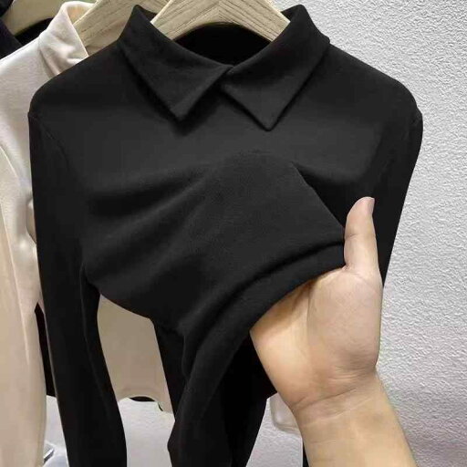 秋冬 コーデ レディース ファッション オシャレ 服 カワイイ シンプル 大人カワイイ 大きいサイズ ベルベット 長袖 シャツ インナー フィット ポロ 襟 秋冬 コーデ レディース ファッション オシャレ 服 カワイイ シンプル 大人カワイイ 大きいサイズ ベルベット 長袖 シャツ インナー フィット ポロ 襟